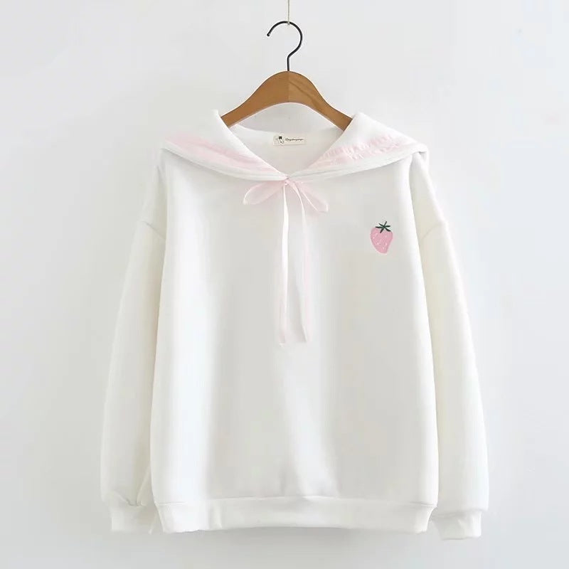 Long-sleeved lace-up sweatshirt