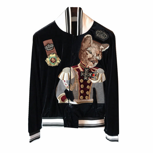 Jacket Men's And Women'sJackets Embroidery Crown Fox Duke Couple Wear Stand-Up Collar Baseball Uniform
