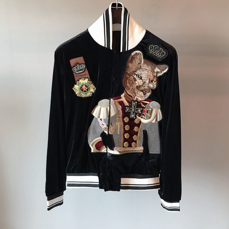 Jacket Men's And Women'sJackets Embroidery Crown Fox Duke Couple Wear Stand-Up Collar Baseball Uniform