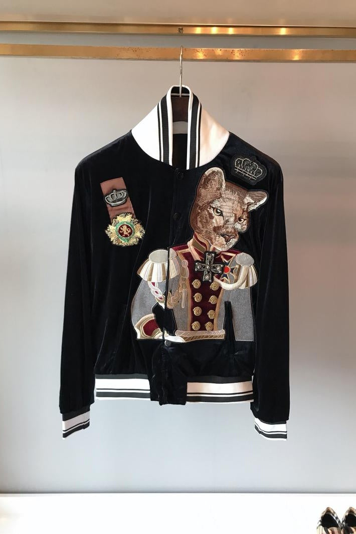 Jacket Men's And Women'sJackets Embroidery Crown Fox Duke Couple Wear Stand-Up Collar Baseball Uniform