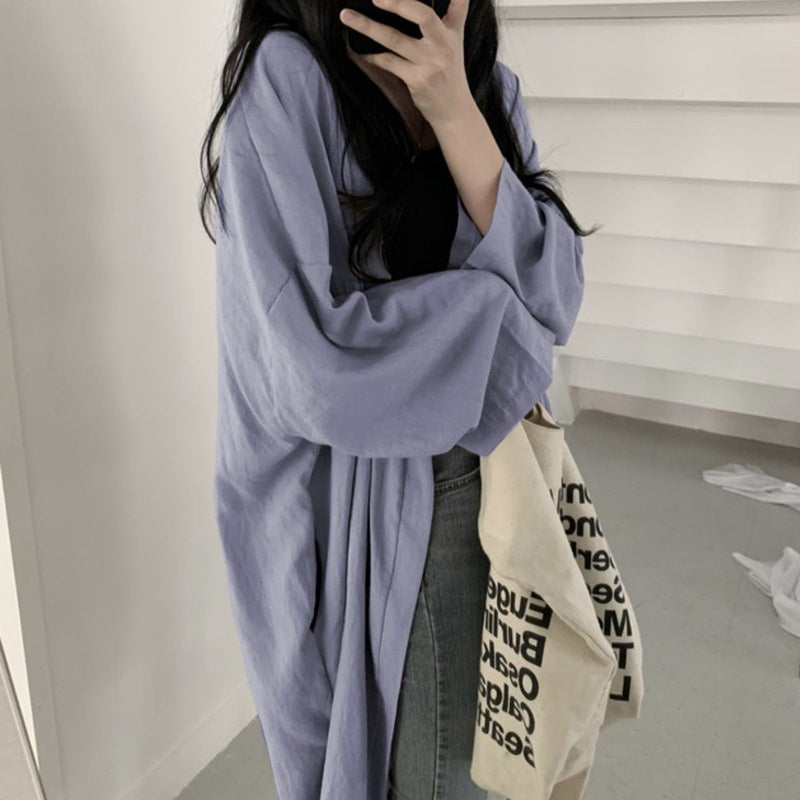 Summer Korean Style Loose Long Sleeve Cardigan Jacket Women's Shirt