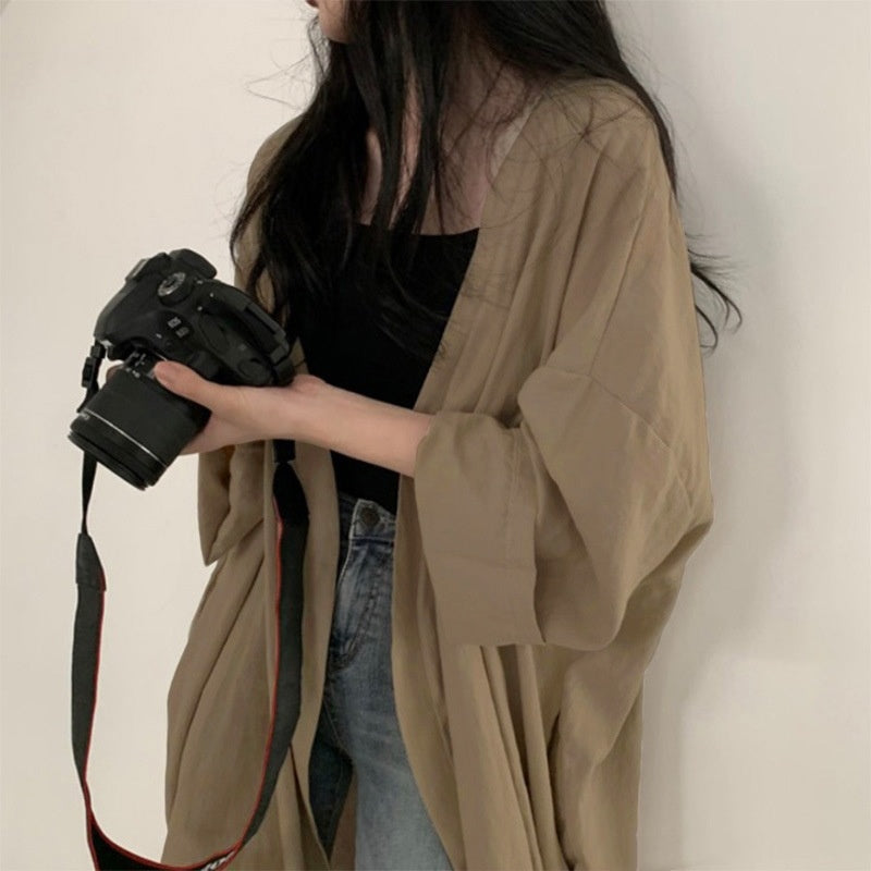 Summer Korean Style Loose Long Sleeve Cardigan Jacket Women's Shirt