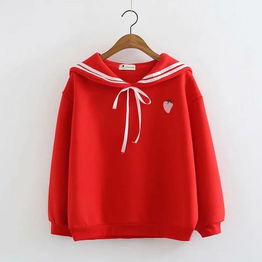 Long-sleeved lace-up sweatshirt