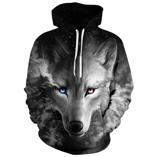 New Men's Casual Wear Long-sleeved Tiger Pattern T-shirt Pullover