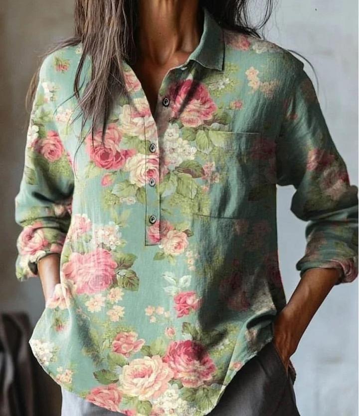Summer Women's Fashion Printed Long-sleeved Shirt