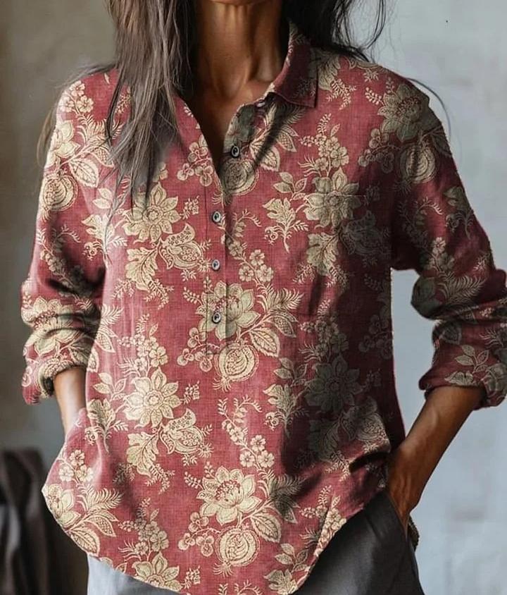 Summer Women's Fashion Printed Long-sleeved Shirt