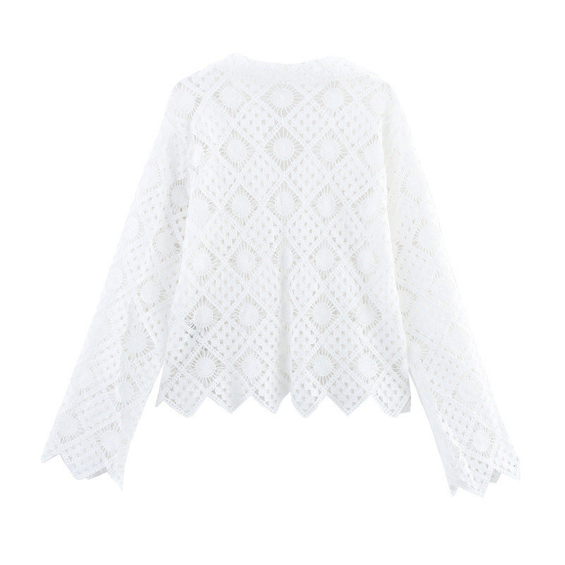 Embroidered V-neck Women's Long Sleeve Shirt