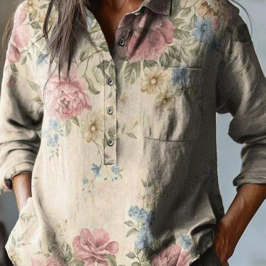 Summer Women's Fashion Printed Long-sleeved Shirt