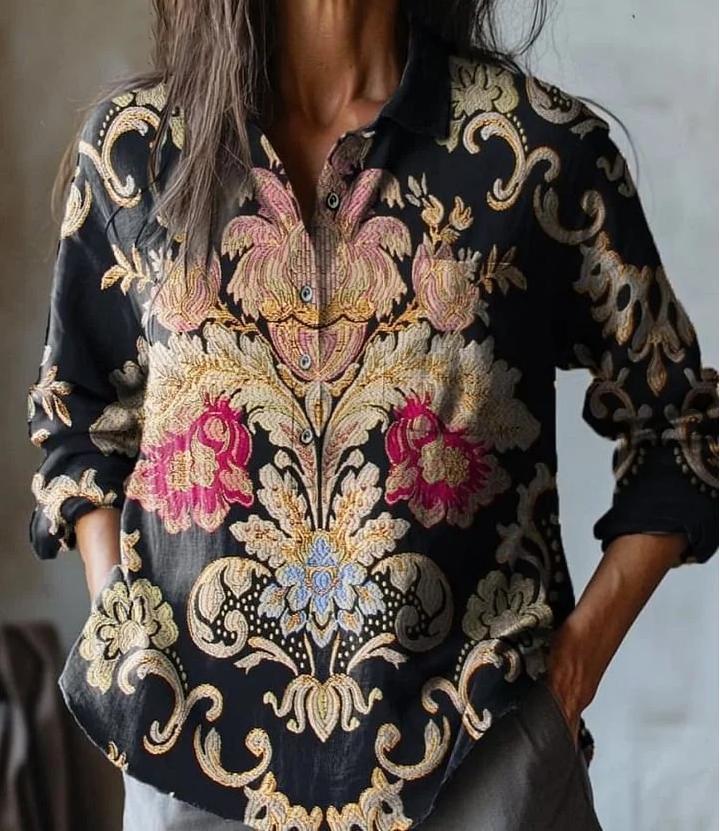 Summer Women's Fashion Printed Long-sleeved Shirt