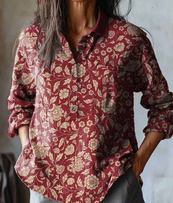 Summer Women's Fashion Printed Long-sleeved Shirt