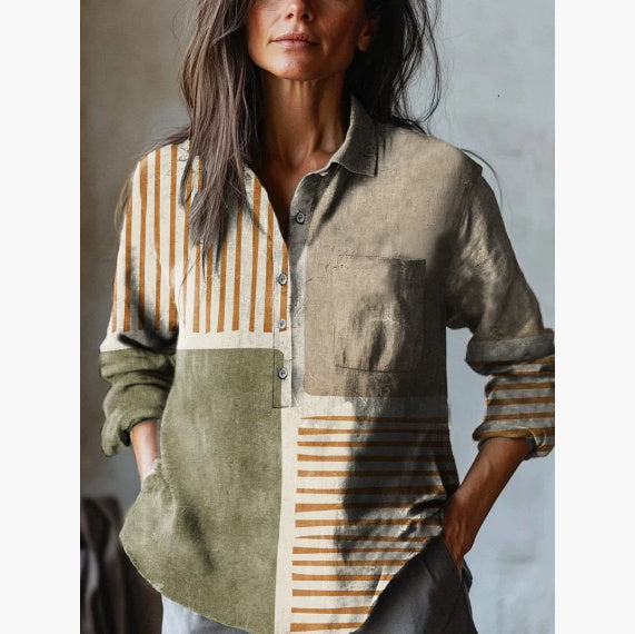 Summer Women's Fashion Printed Long-sleeved Shirt