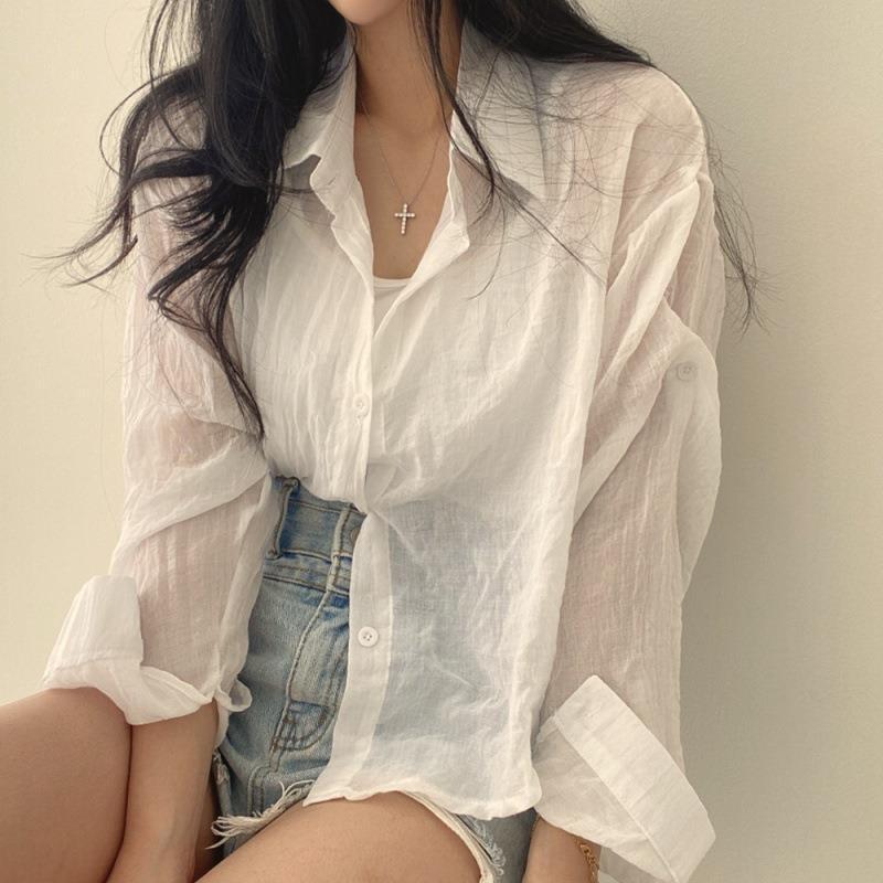 Elegant Summer Thin French Style Top Cardigan Blouse Sun Protection Shirt