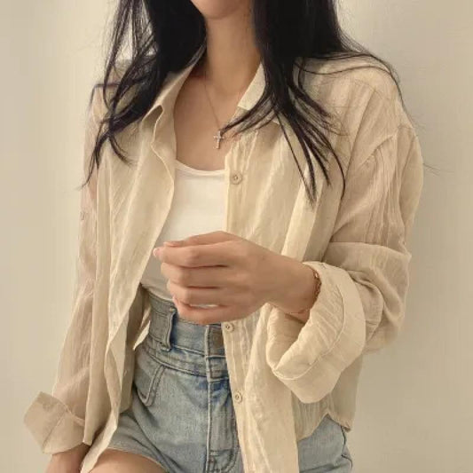 Elegant Summer Thin French Style Top Cardigan Blouse Sun Protection Shirt