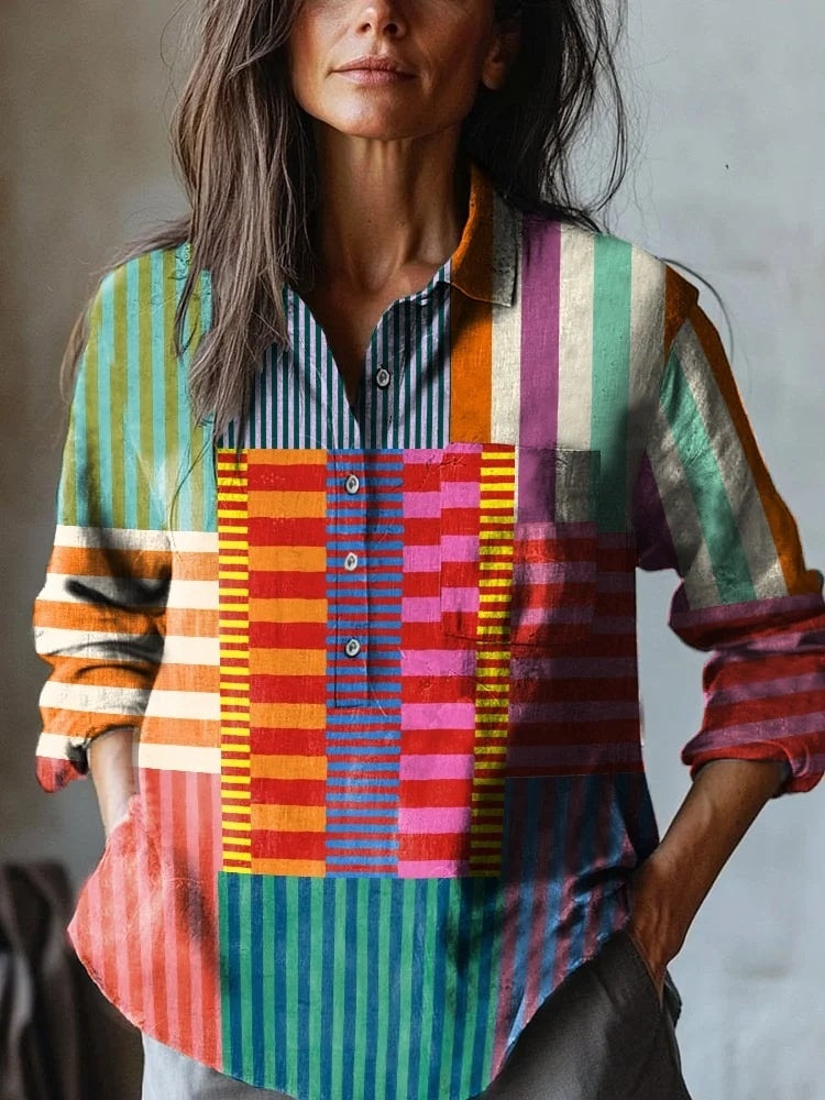 Summer Women's Fashion Printed Long-sleeved Shirt