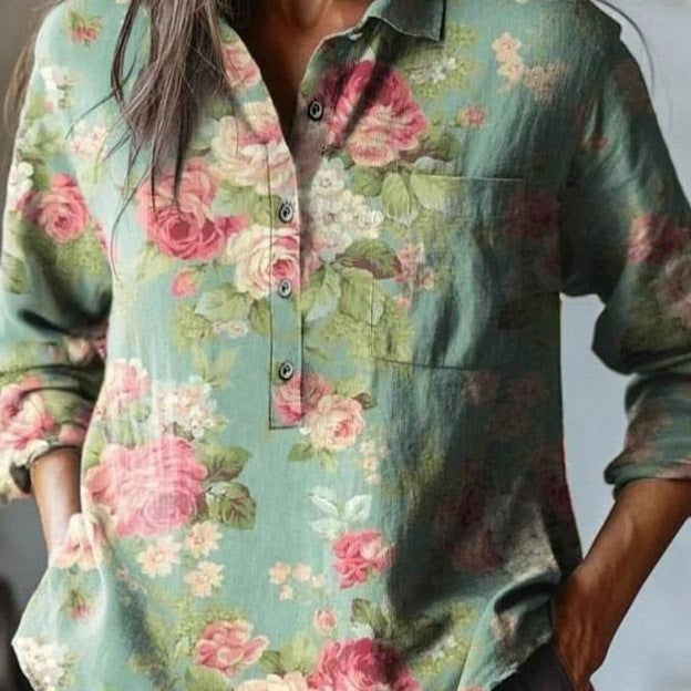 Summer Women's Fashion Printed Long-sleeved Shirt