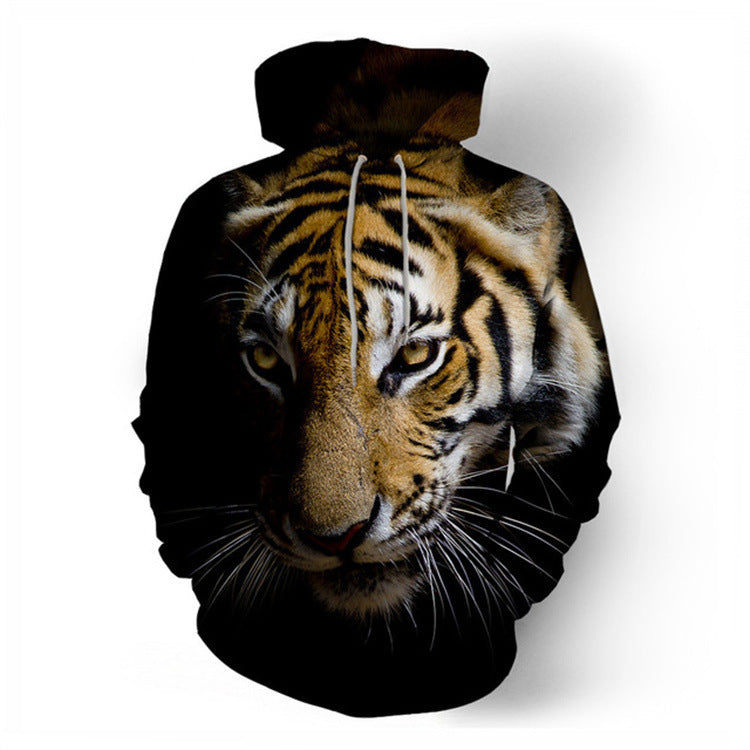 New Men's Casual Wear Long-sleeved Tiger Pattern T-shirt Pullover