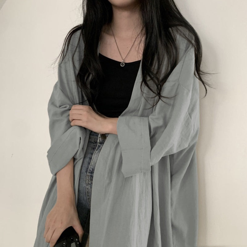 Summer Korean Style Loose Long Sleeve Cardigan Jacket Women's Shirt