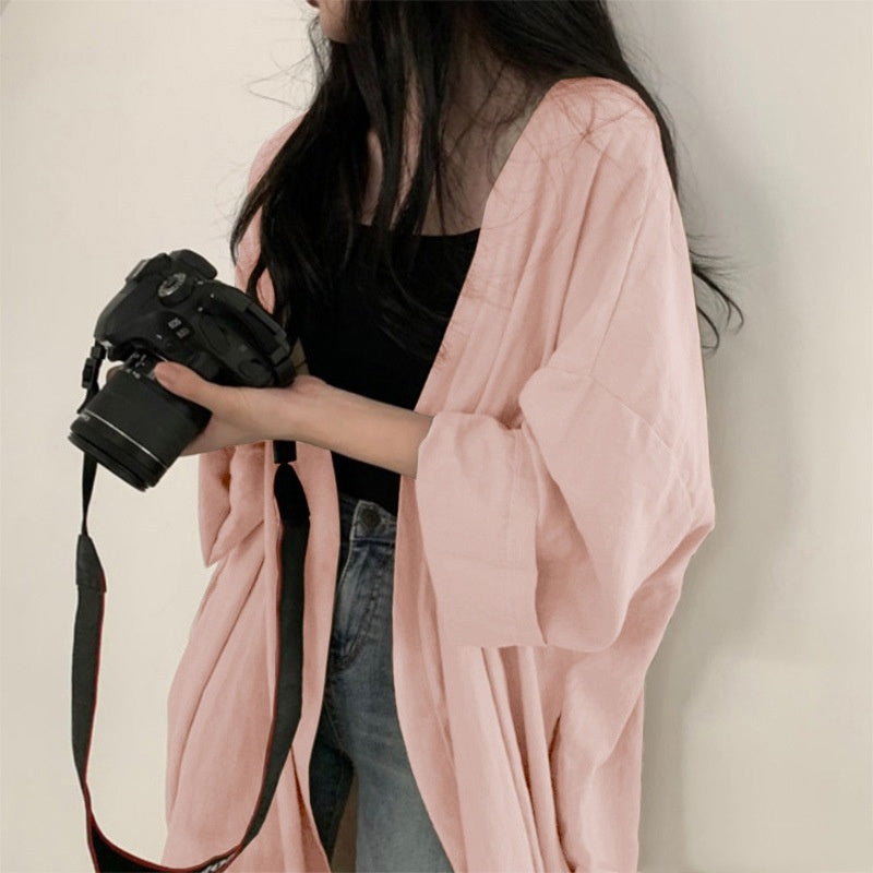 Summer Korean Style Loose Long Sleeve Cardigan Jacket Women's Shirt